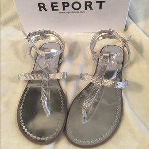 Report Silver Rhinestone Sandals NWT
